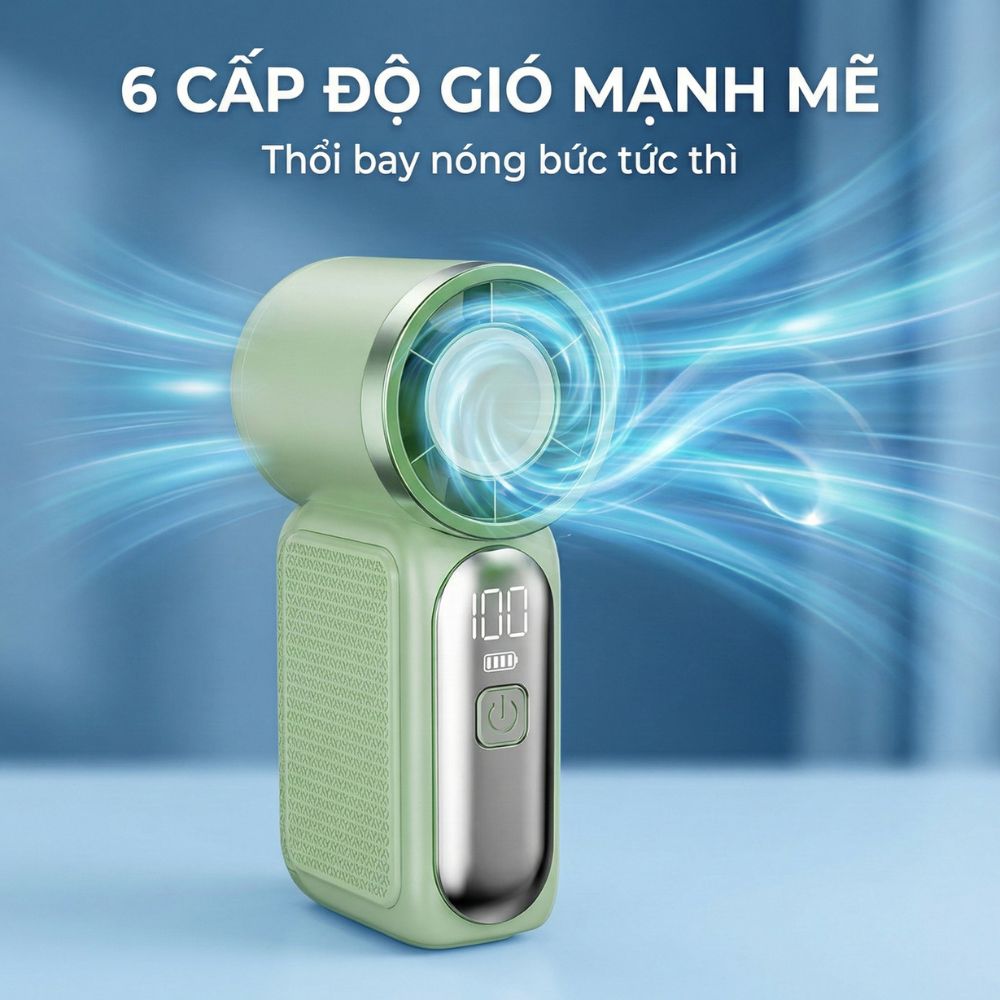 Quạt Cầm Tay Mini Kachi MK441 - Pin Khủng 3000mAh, Màn Hình LED Hiển Thị, 6 Cấp Độ Gió (Bảo Hành 18 Tháng)_thumbnail_5