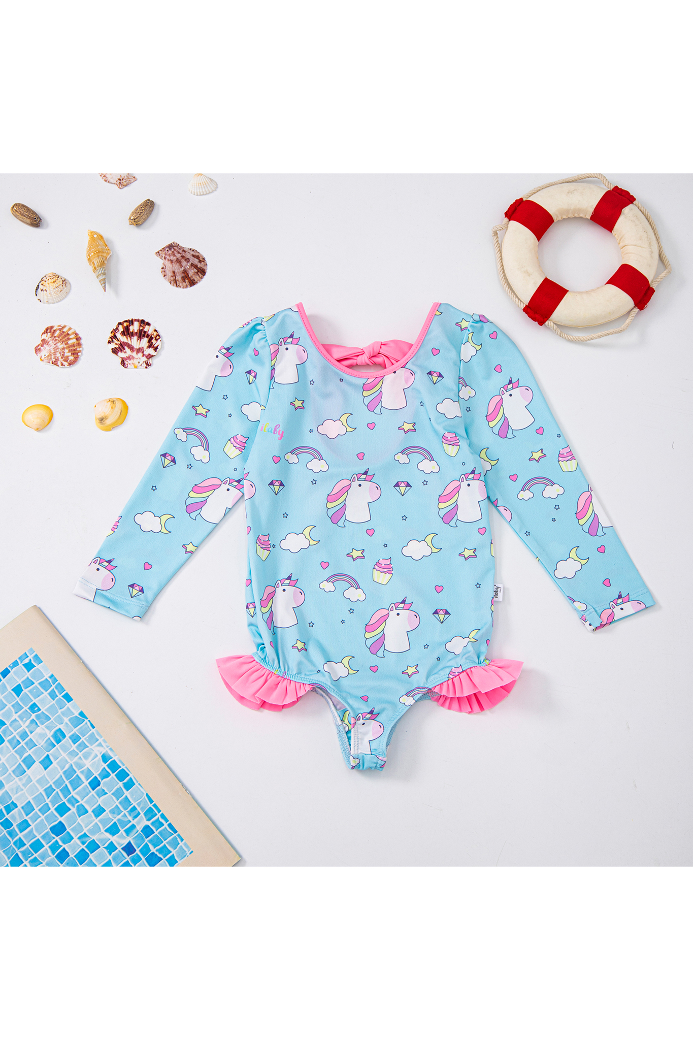 Bộ bơi liền bé gái cutout buộc nơ sau lưng_thumbnail_4