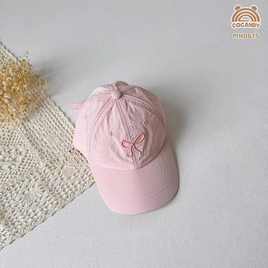 Mũ lưỡi trai HỒNG NHẠT nơ HỒNG