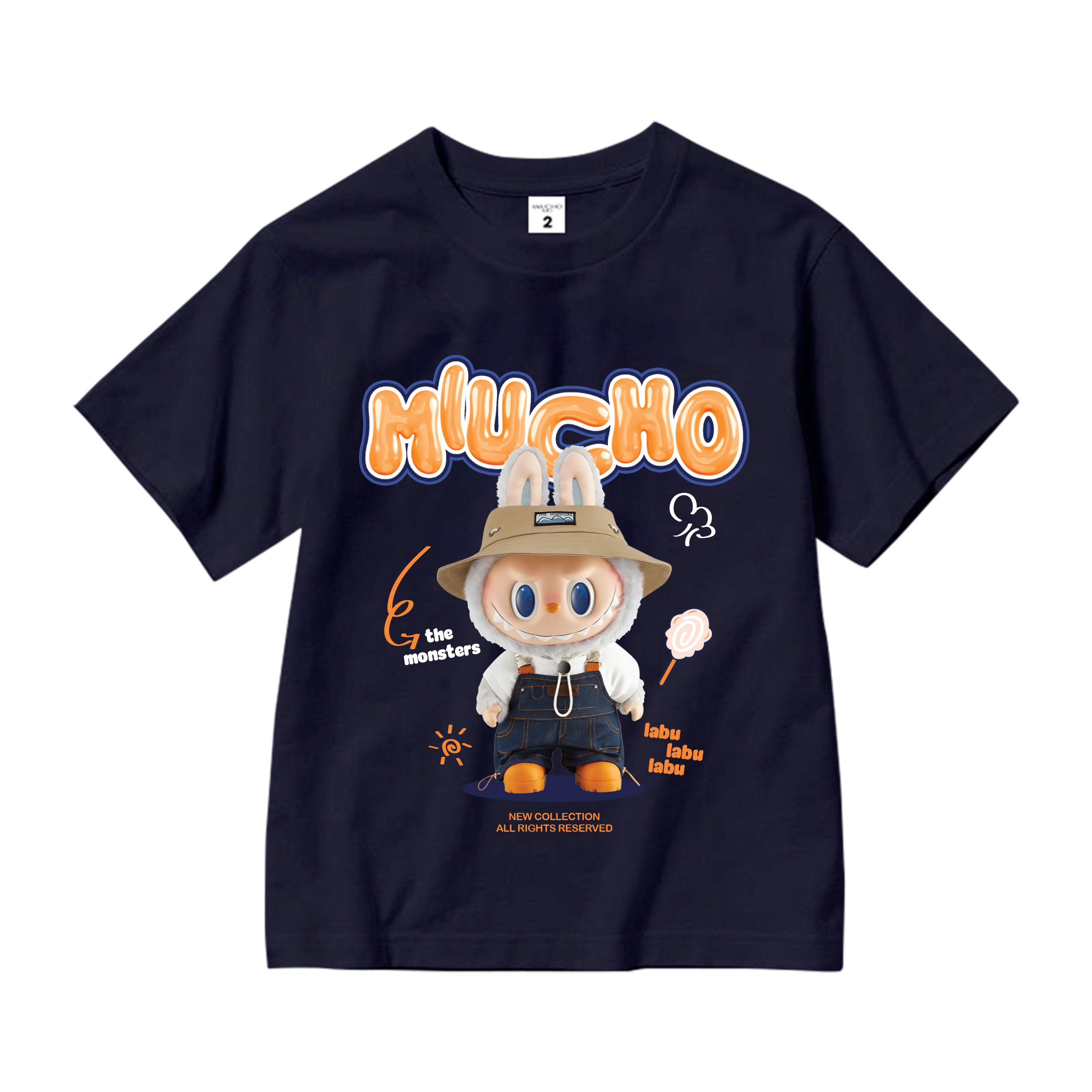 Áo thun bé gái labubu dễ thương nhiều màu sắc AED1463 Miucho Kid vải cotton thoáng mát cổ tròn in graphic_thumbnail_0