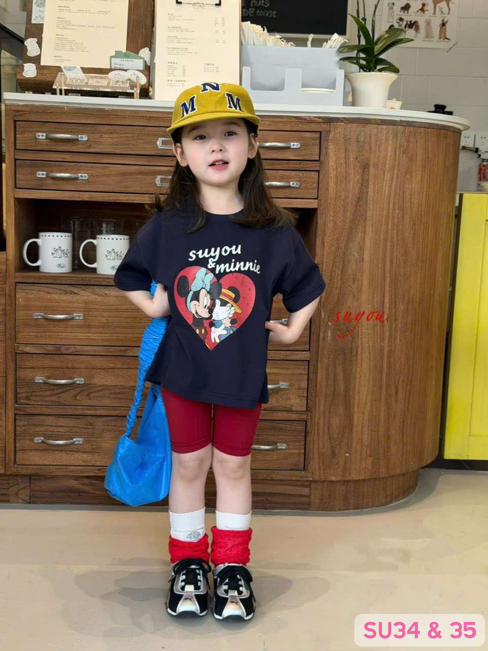 SU34 - Áo thun in hình Mickey Minnie màu đen hãng Suyou