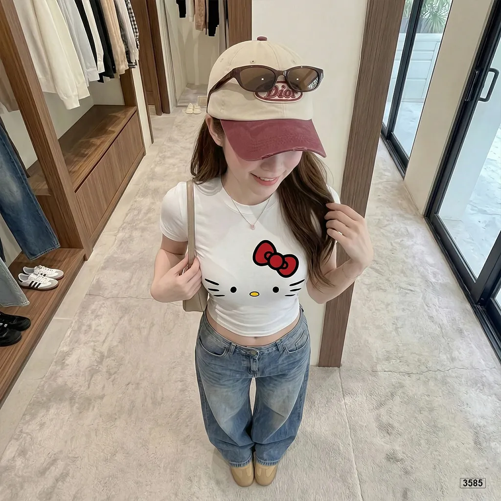 Áo baby tee nữ ôm body hack dáng kitty đáng yêu Beezy 3585_thumbnail_2