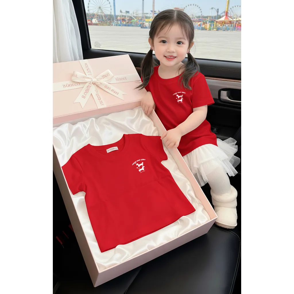 Áo thun cho bé Kado vải cotton thoáng mát tay ngắn cổ tròn Tết Bính Ngọ in mix 2869_thumbnail_2