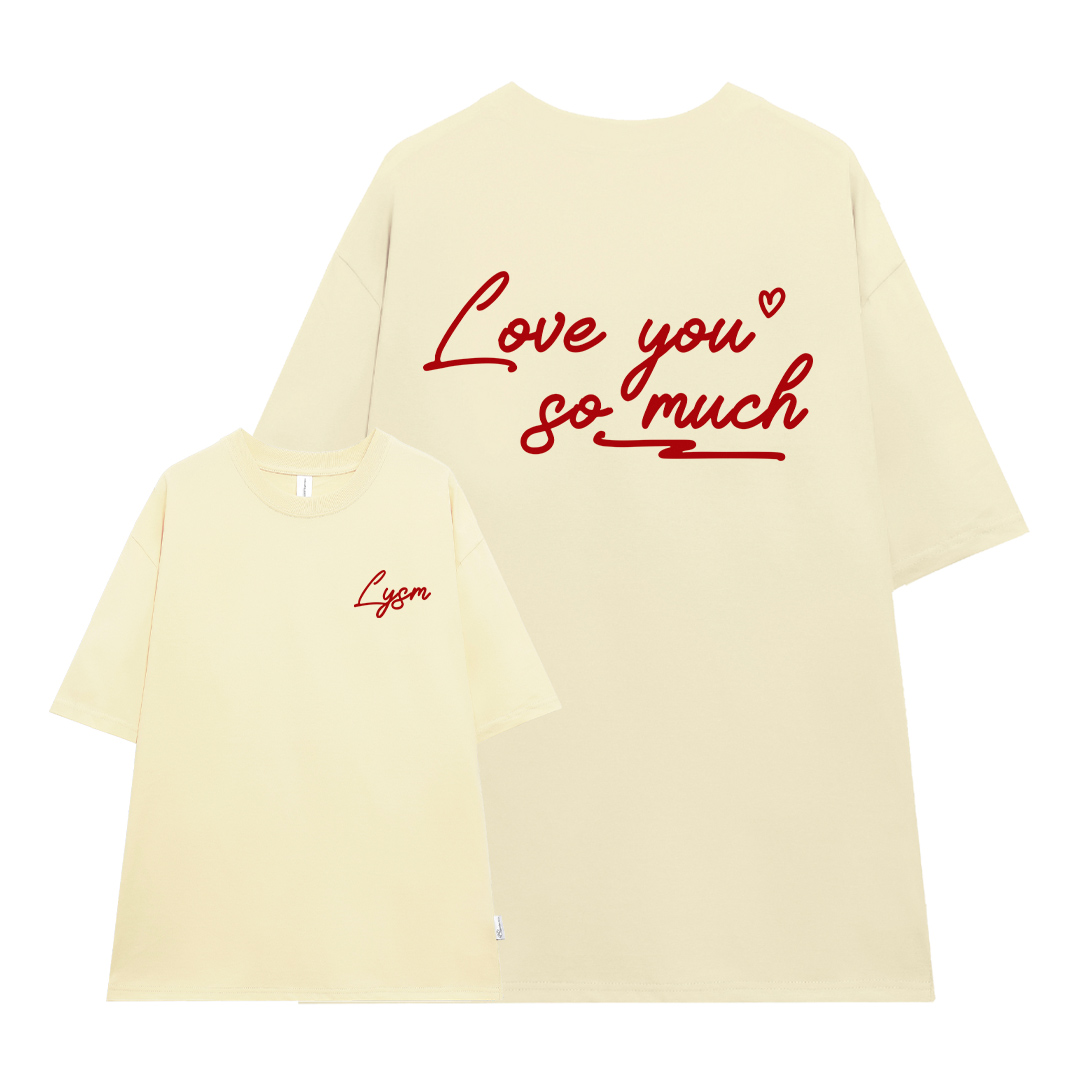 Áo thun cặp nam nữ LOVE YOU form rộng 1973 Miucho cổ tròn vải cotton 4c 220gsm thoáng mát in basic_thumbnail_0