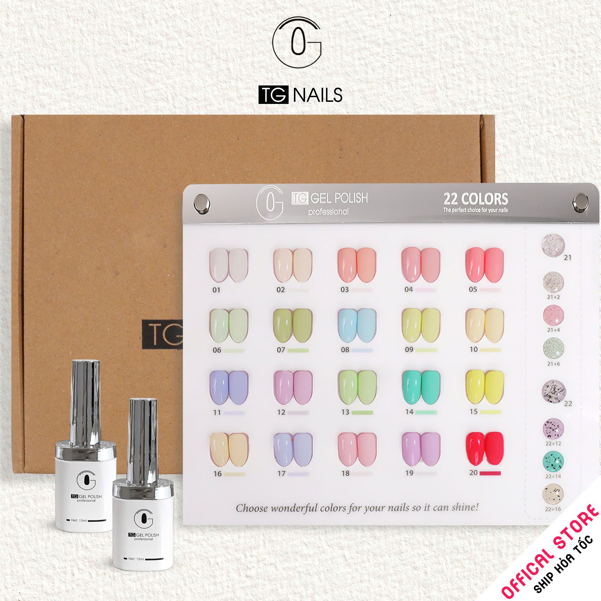 Sơn móng gel TG. Dung tích: 15ml/ lọ. Nhãn hàng TG nail.