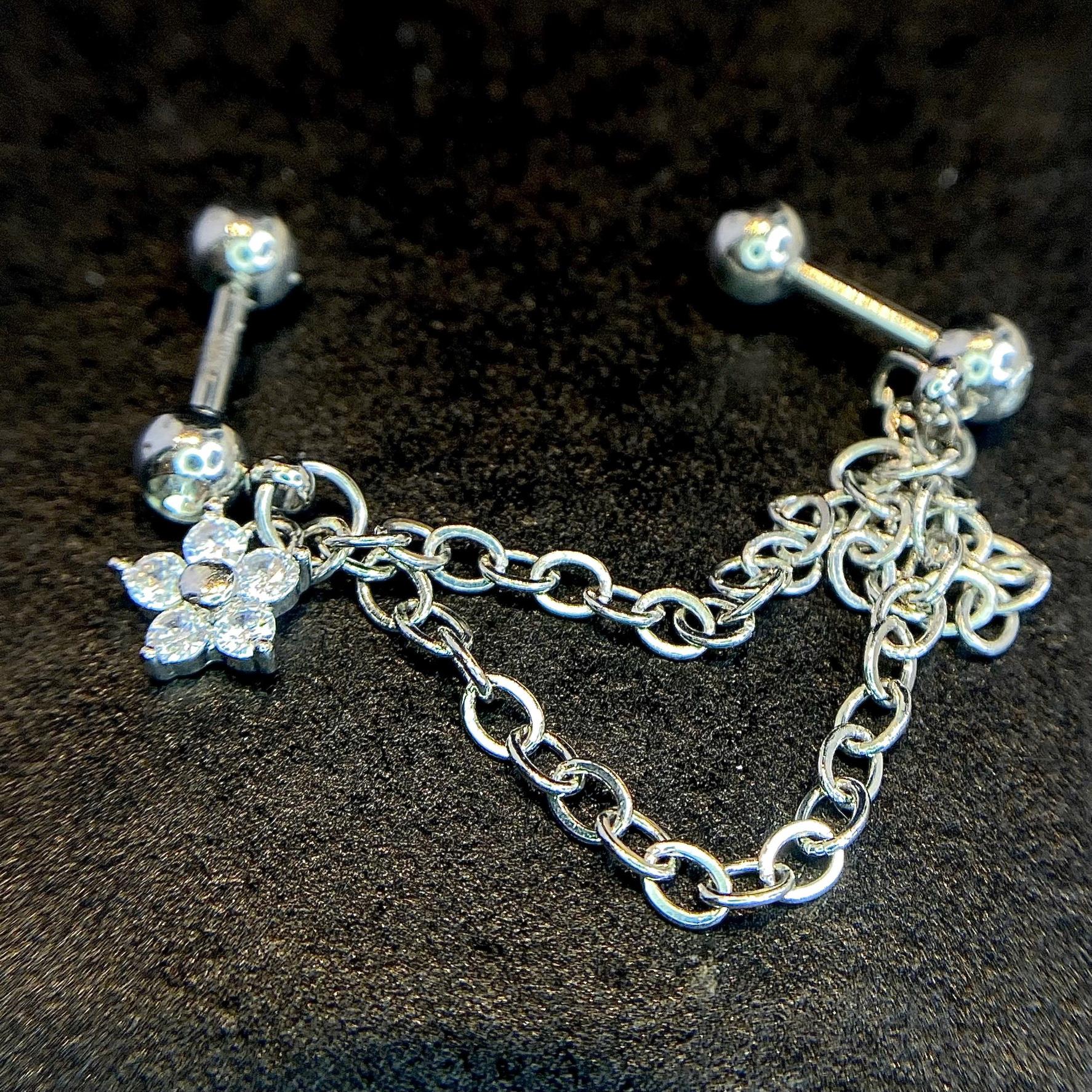 Khuyên kiểu xích 2 dây hoa 5 cánh nhụy bi_thumbnail_1