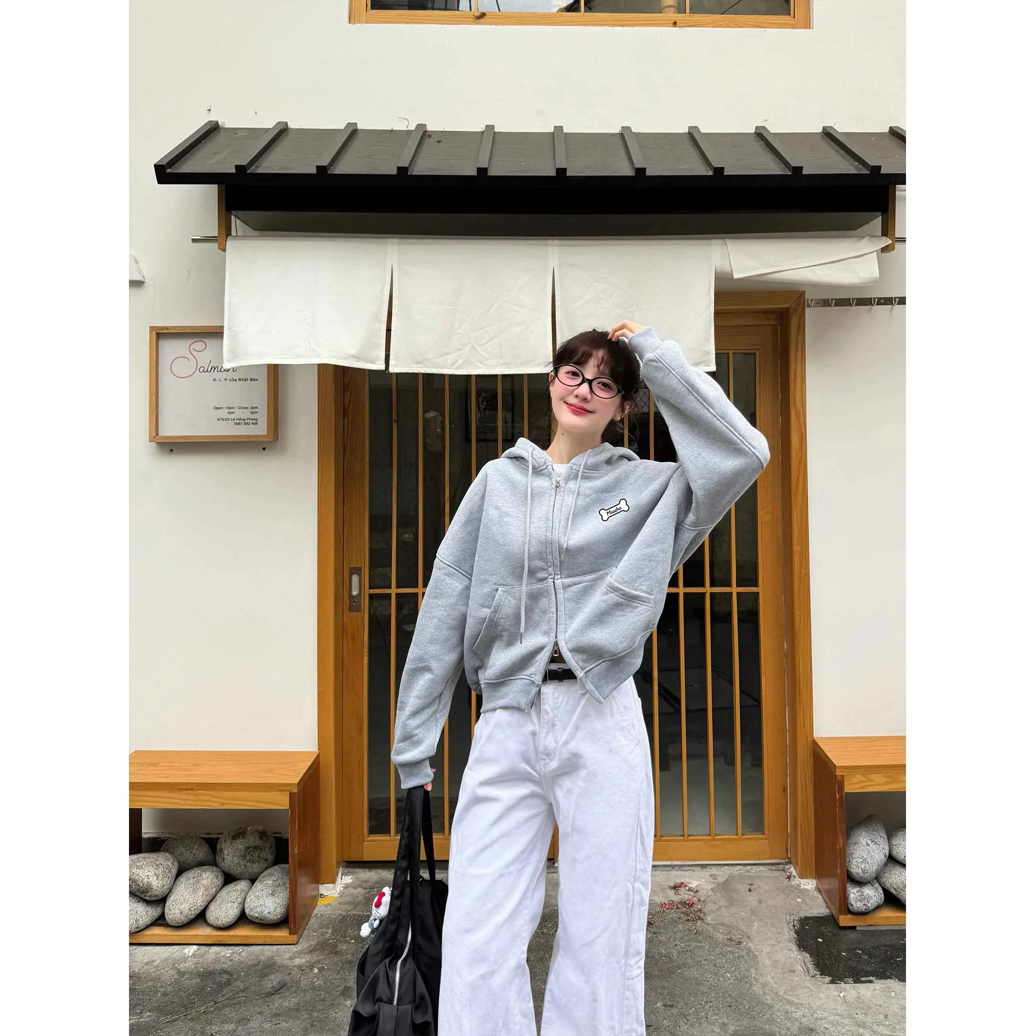 Áo hoodie zip form boxy hình cún dễ thương 2631 Miucho vải nỉ 2 da dày dặn thoáng mát giữ ấm tốt in mix_thumbnail_4