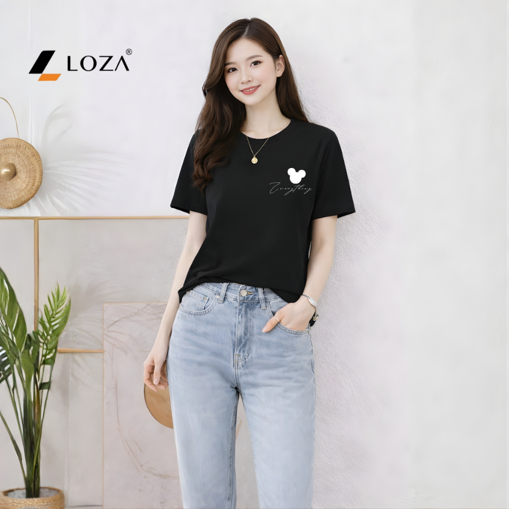 [Form rộng] Áo phông nữ dáng rộng hình Mickey trên ngực - Loza RT8454_thumbnail_11