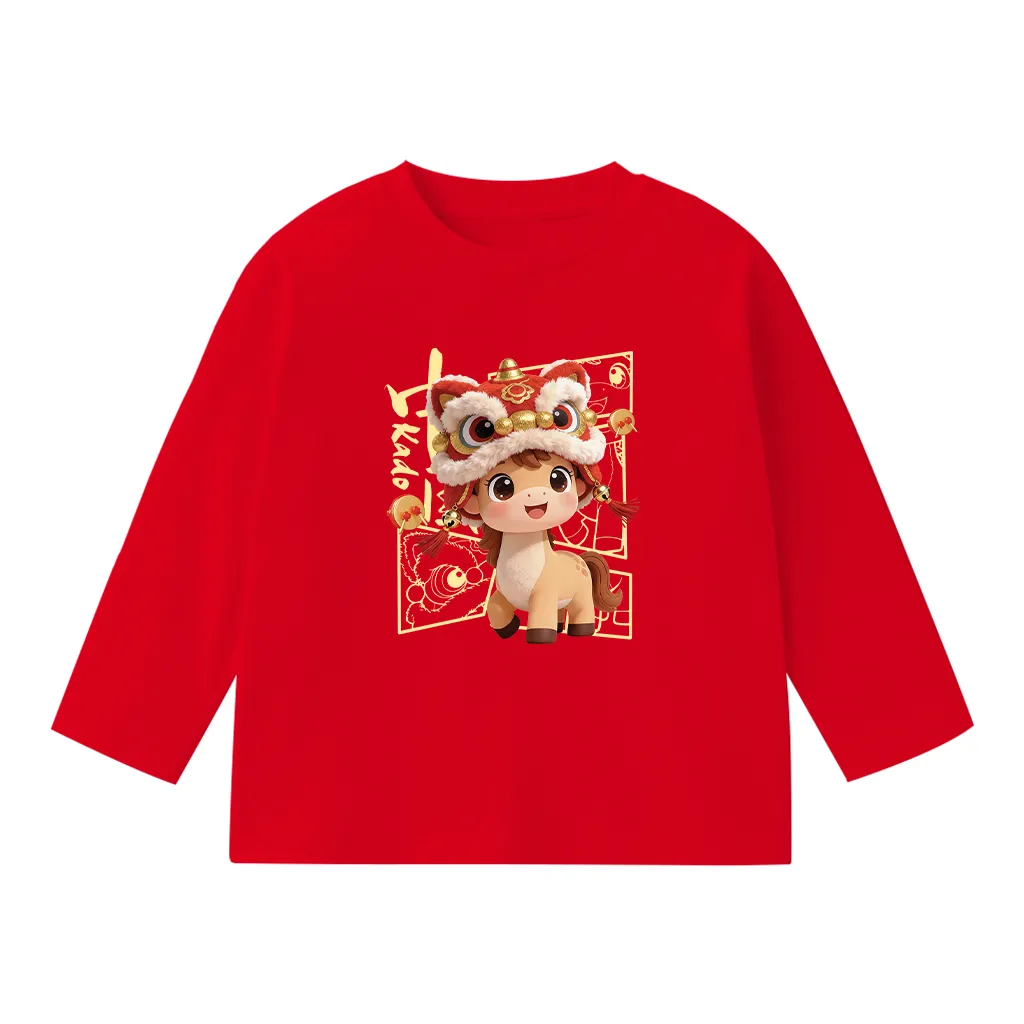 Áo thun Tết bé trai bé gái Ngựa Kỳ Lân Kado vải cotton thoáng mát tay dài cổ tròn 2983_thumbnail_10
