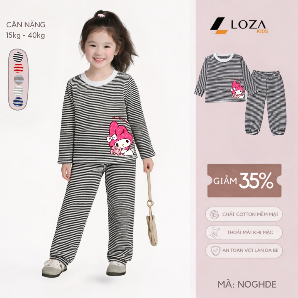 Bộ Thu - Đông kẻ bé gái hình Melody - Loza Kids TK571-572 TK571-572