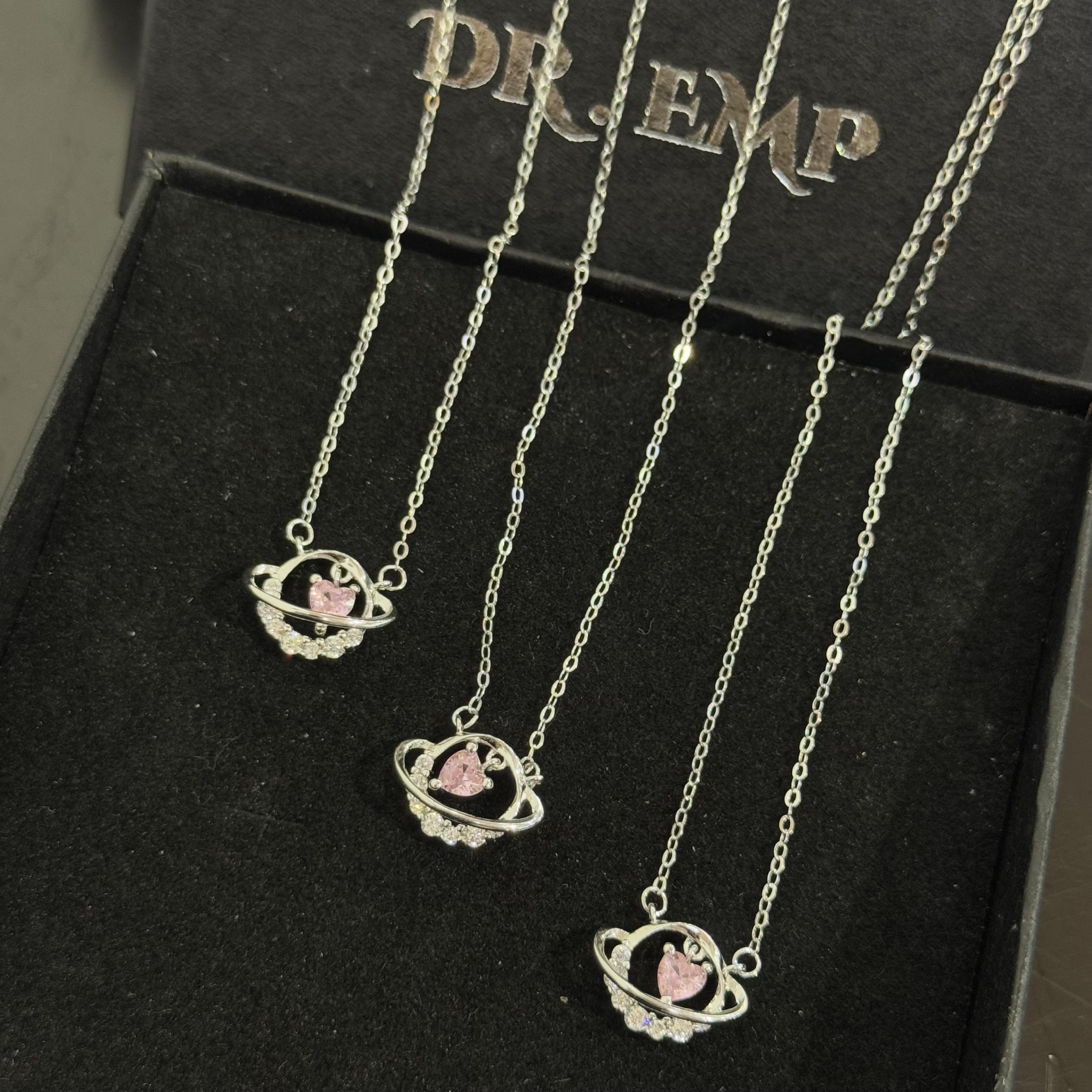 Vòng cổ bạc xi kim trái tim hồng vũ trụ_thumbnail_2