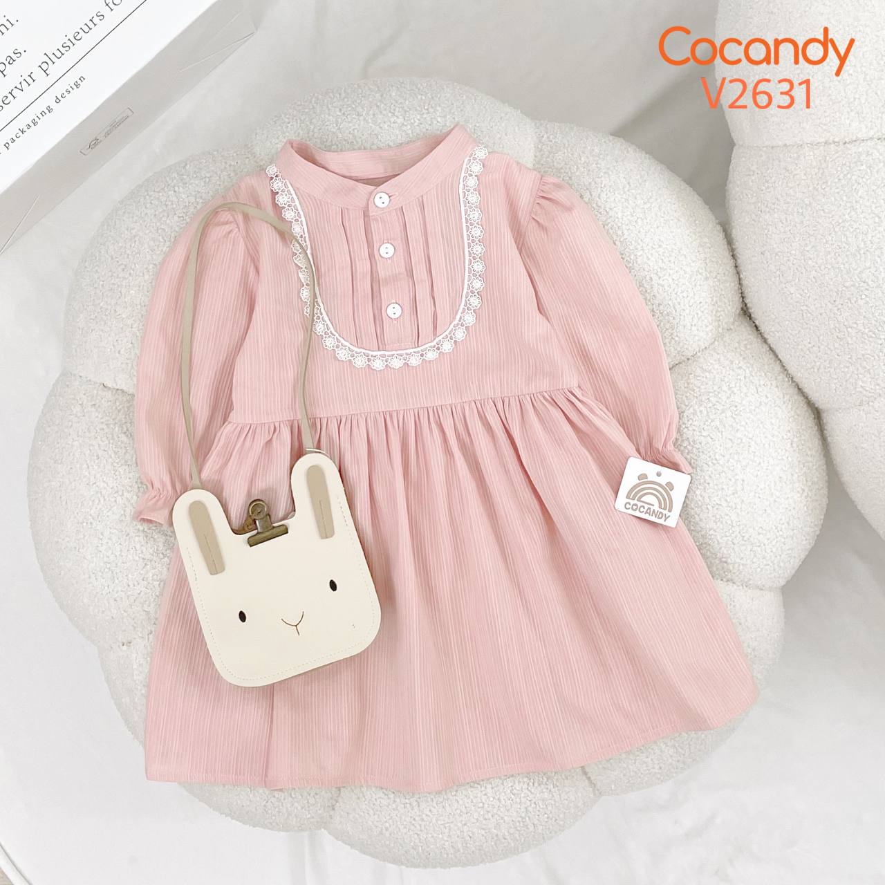 Váy dài HỒNG cổ tàu phối ren TRẮNG_thumbnail_4