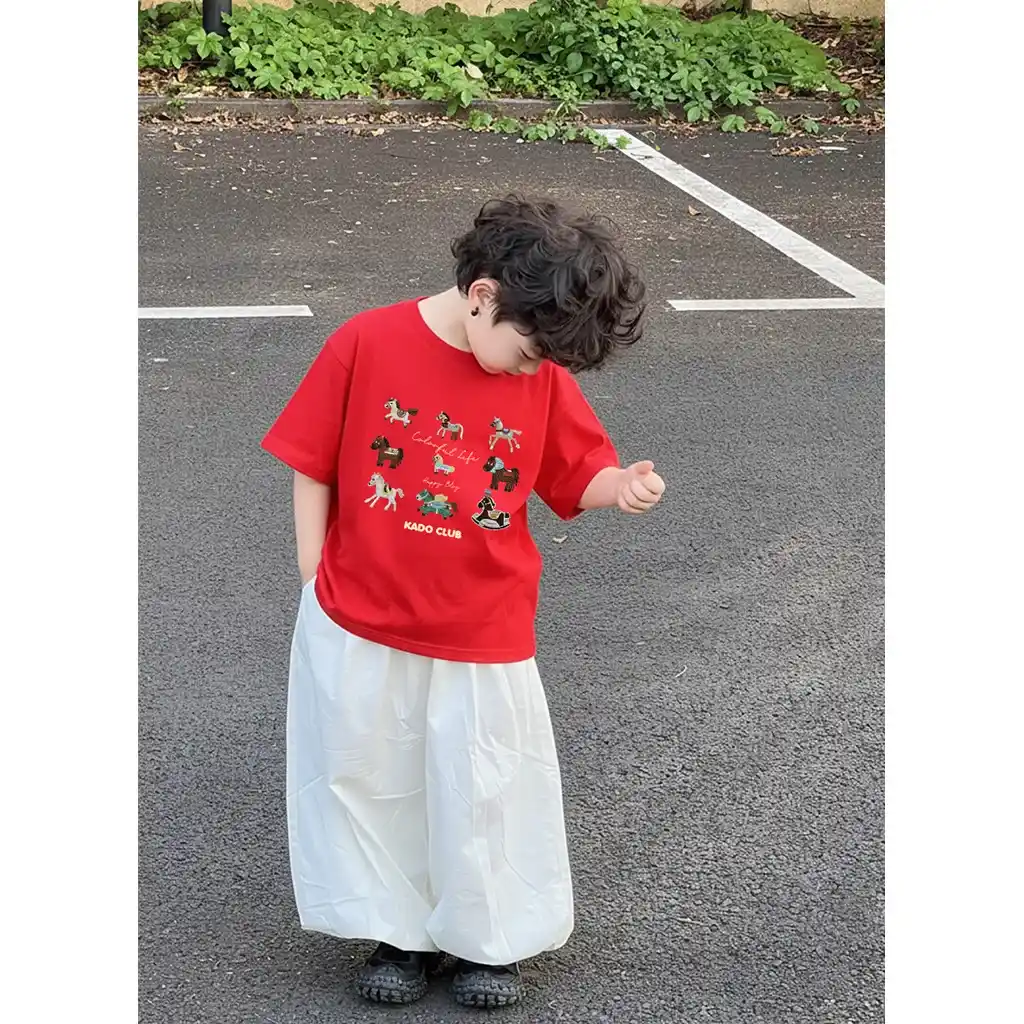 Áo thun bé trai Tết Bính Ngọ Kado vải cotton thoáng mát thoải mái cho bé tay ngắn cổ tròn 2931_thumbnail_4