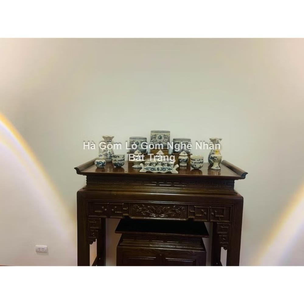 HG116 Đồ Thờ Cúng Bộ 17 món ban thờ 1M4 - 1M6 men rạn trơn nghệ nhân Bát Tràng chế tác TẶNG Thất Bảo, Tro Nếp_thumbnail_7