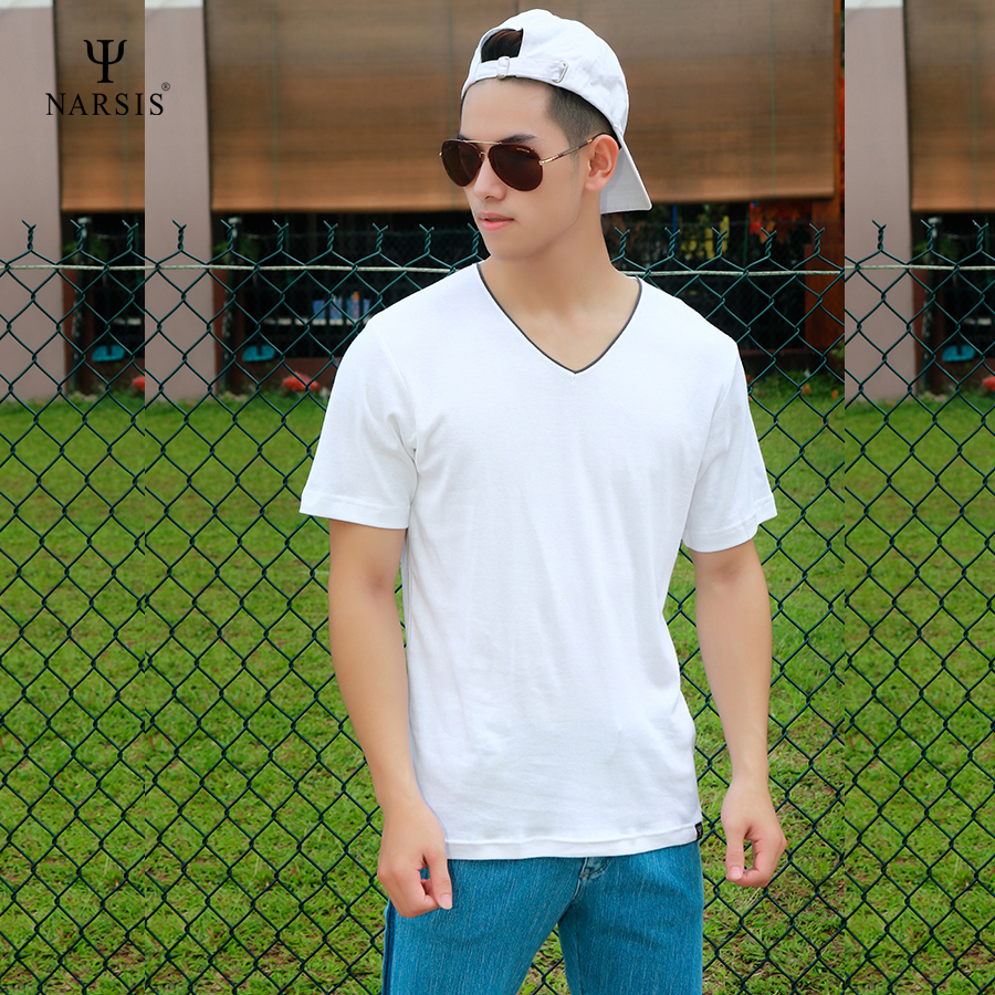 ÁO NAM NARSIS  TRẮNG LÉ GHI D3054 NARSIS CHẤT LIỆU THOÁNG MÁT, DỄ CHỊU, THOẢI MÁI CẢ NGÀY, DỄ VẬN...