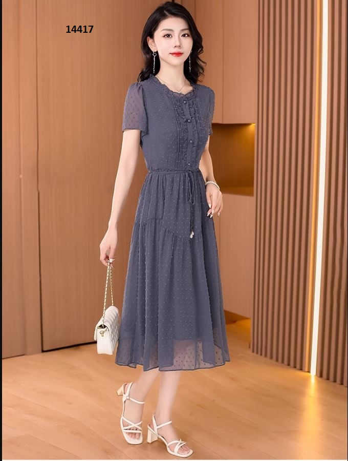14417-Đầm voan xòe công sở màu xám bi nổi _thumbnail_3