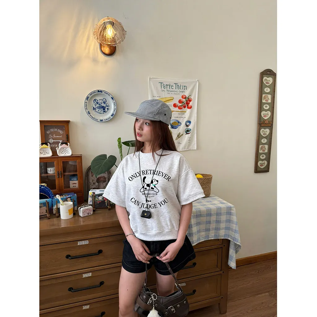 Áo sweater boxy tay ngắn phong cách Hàn Quốc 2597 Miucho vải nỉ 2 da thoáng mát cổ tròn in mix_thumbnail_4