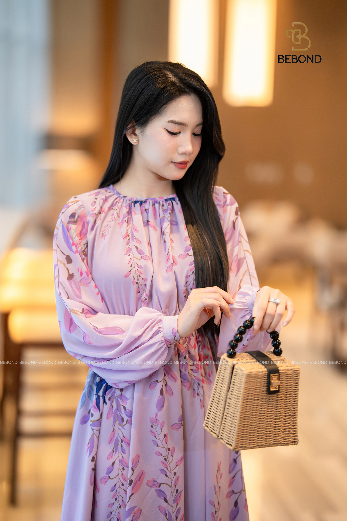 Đầm LOVIE họa tiết phối kiểu màu HOA TÍM_thumbnail_4