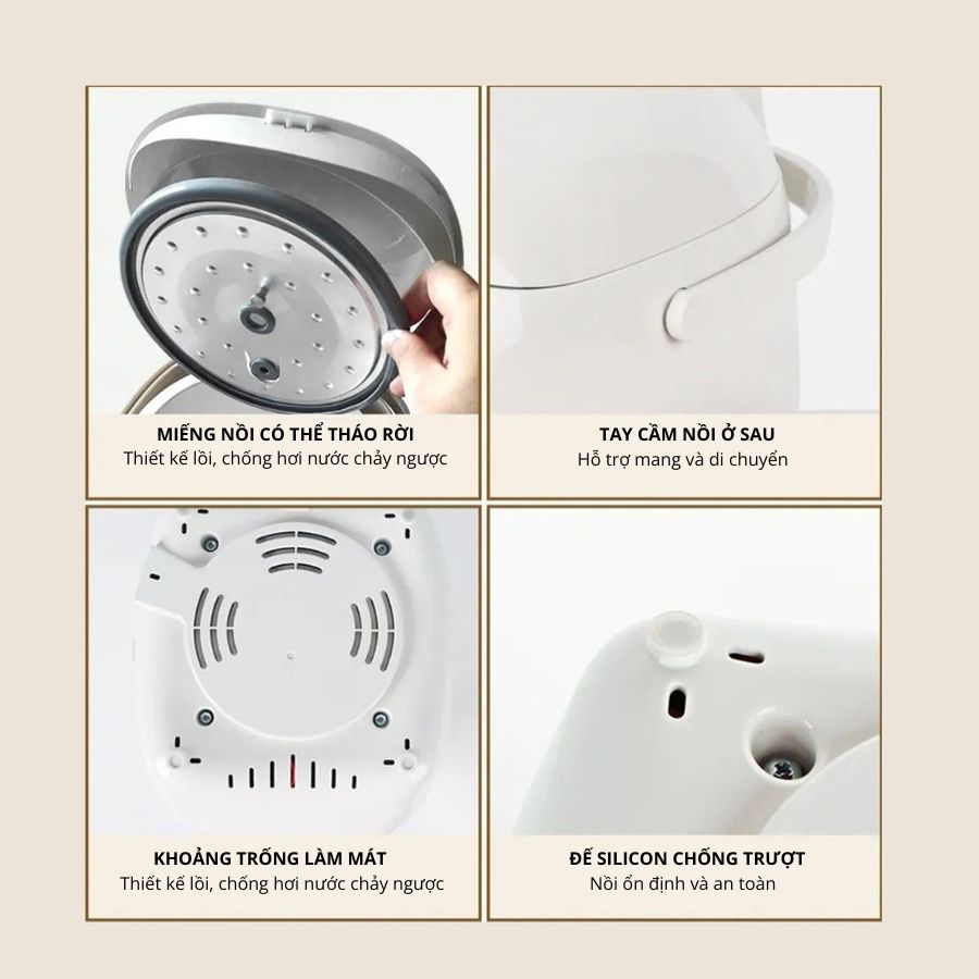 Nồi cơm điện lòng sứ dưỡng sinh 1.2L Mishio MK381 tặng kèm nồi hầm chậm 1Lít_thumbnail_11