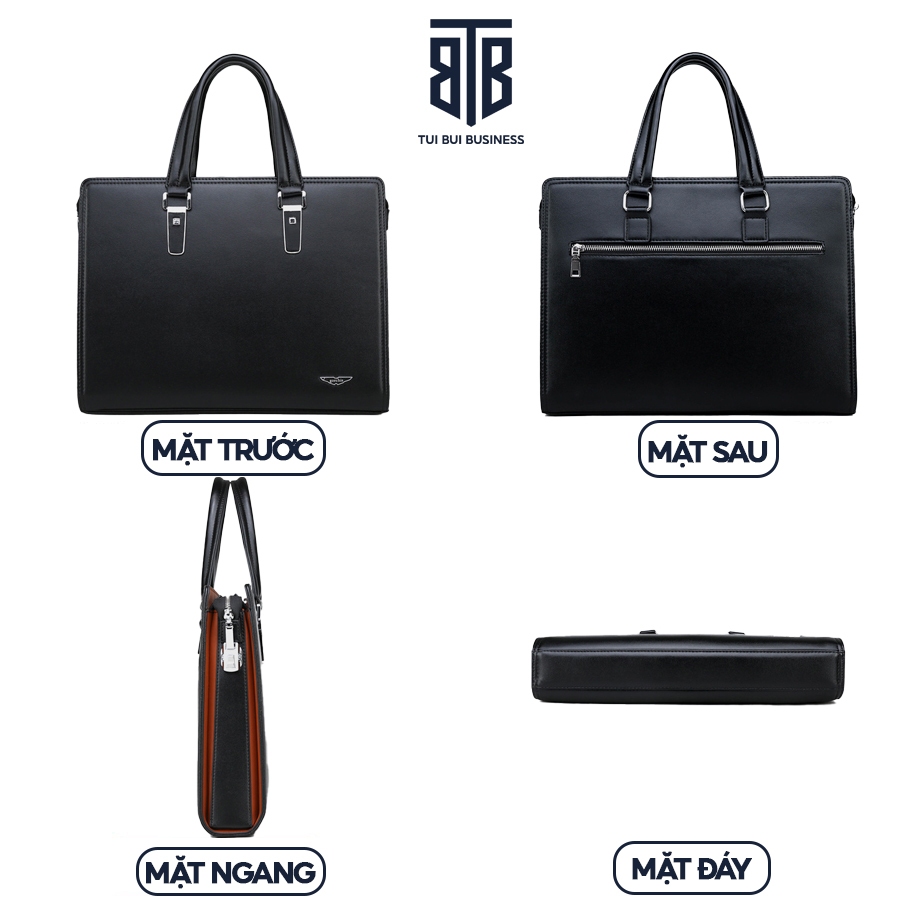 Cặp da nam công sở khóa số bảo mật đựng máy tính laptop 14 inch giấy tờ A4 thương hiệu Gorchis