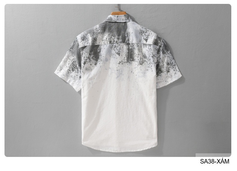 SA38 - Áo sơ mi nam tay ngắn họa tiết loang màu xanh lá và xám, phong cách trẻ trung mùa hè_thumbnail_20