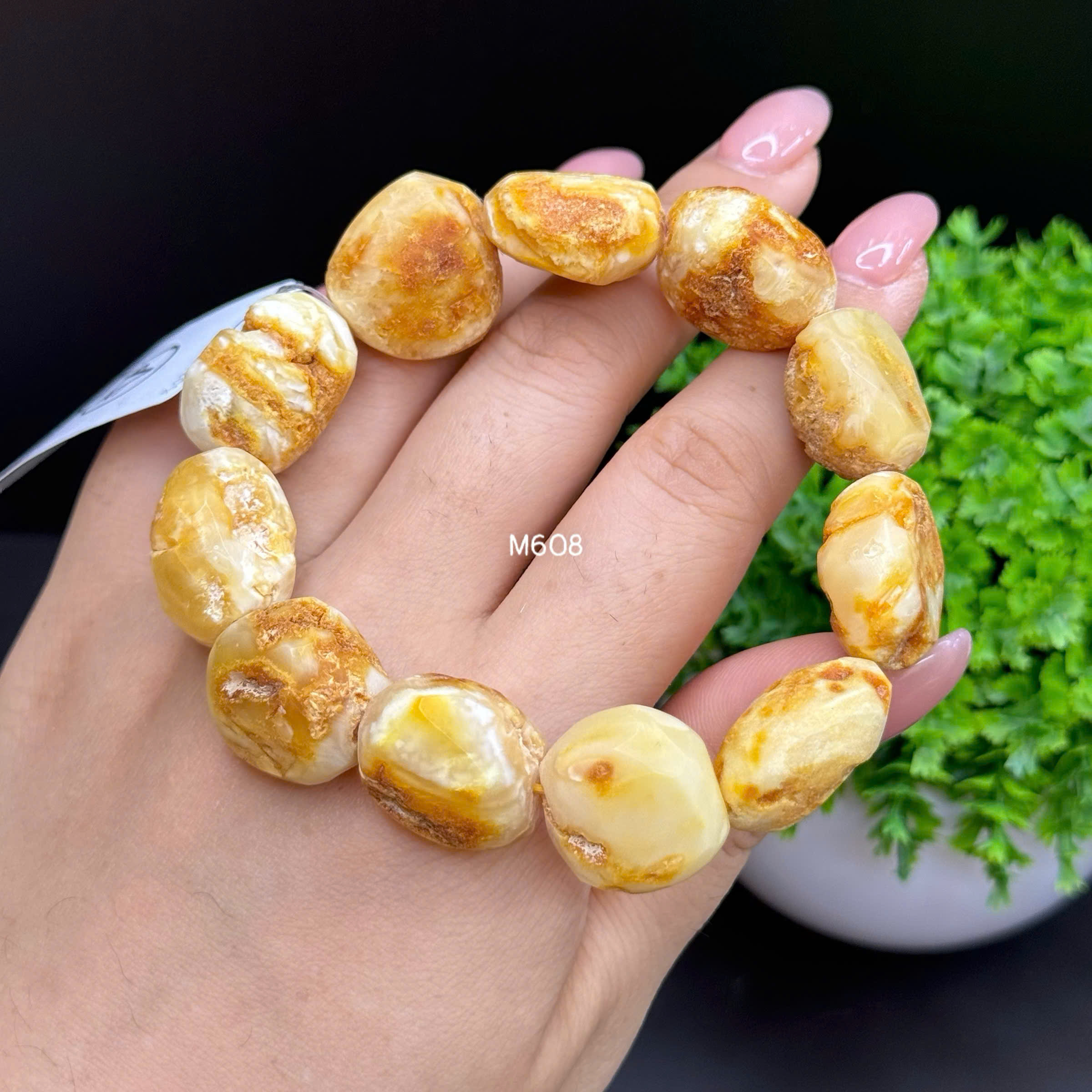 Lắc Tay Hổ Phách Bạch Thô - M608_thumbnail_1