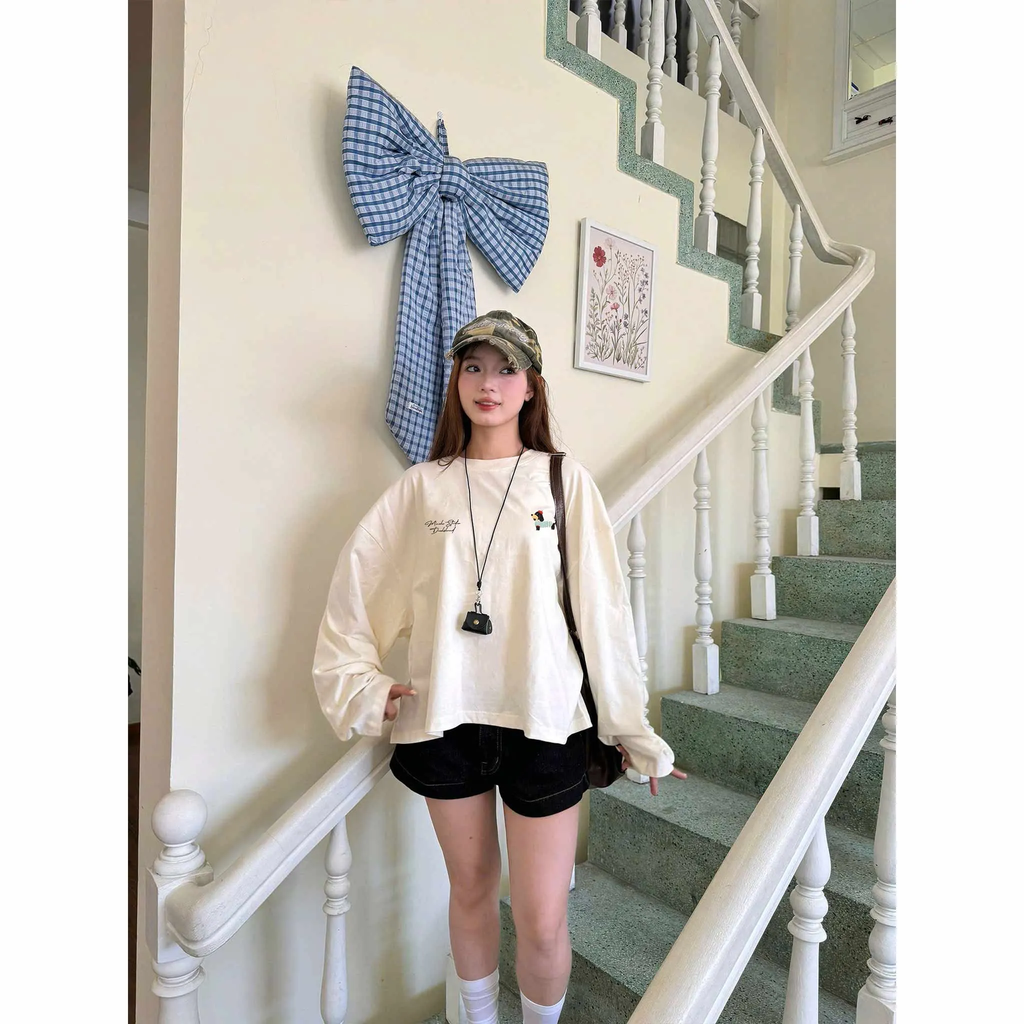 Áo thun boxy tay dài unisex basic 2644 Miucho vải cotton cao cấp thoáng mát co giãn 2 chiều_thumbnail_3