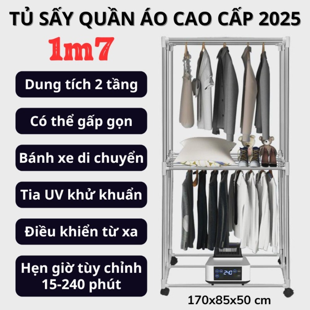 Tủ sấy quần áo treo tường NMIMART - 2 chế độ sấy, gấp gọn tiện lợi_thumbnail_1