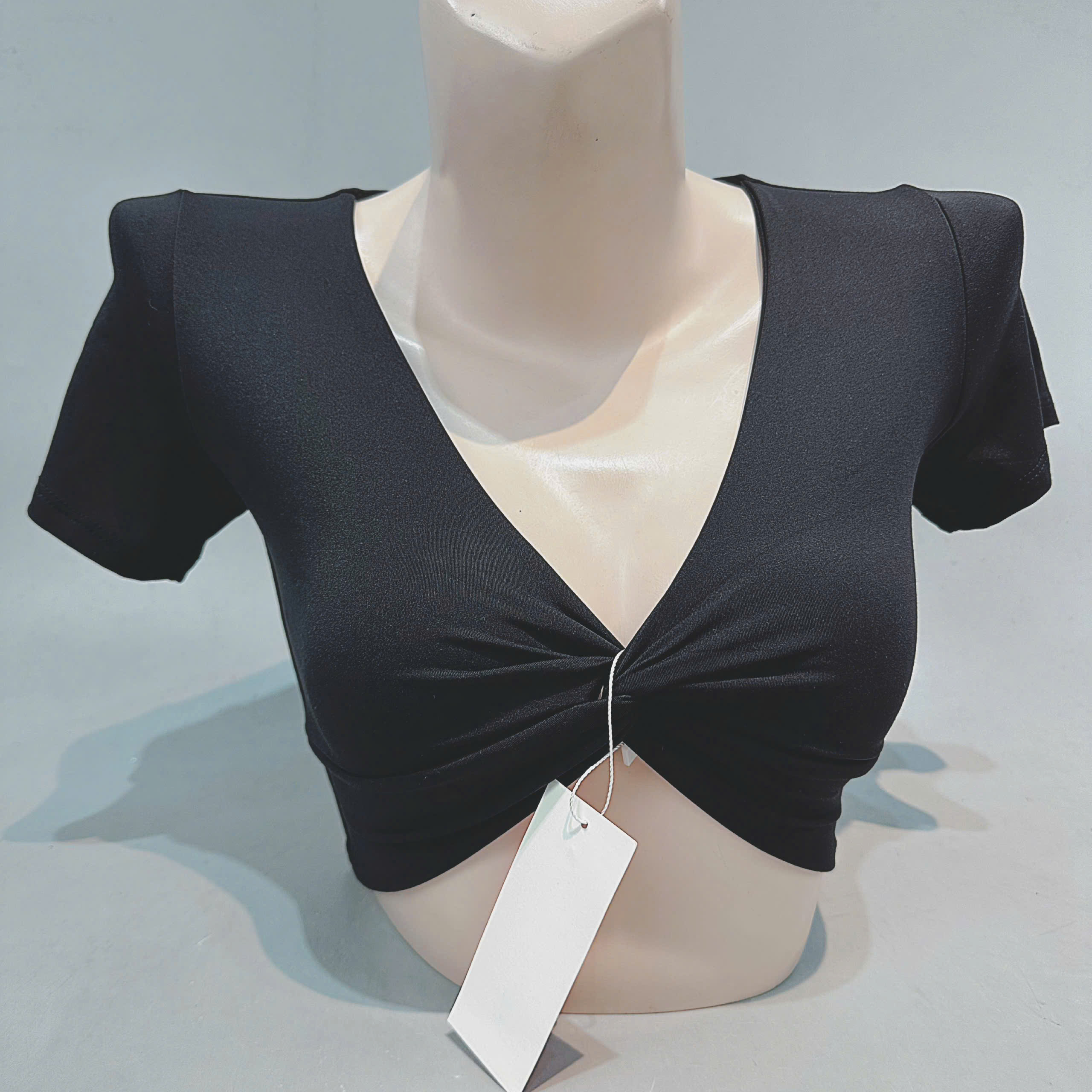 Áo Croptop Thể Thao Tay Ngắn Xoắn Nơ