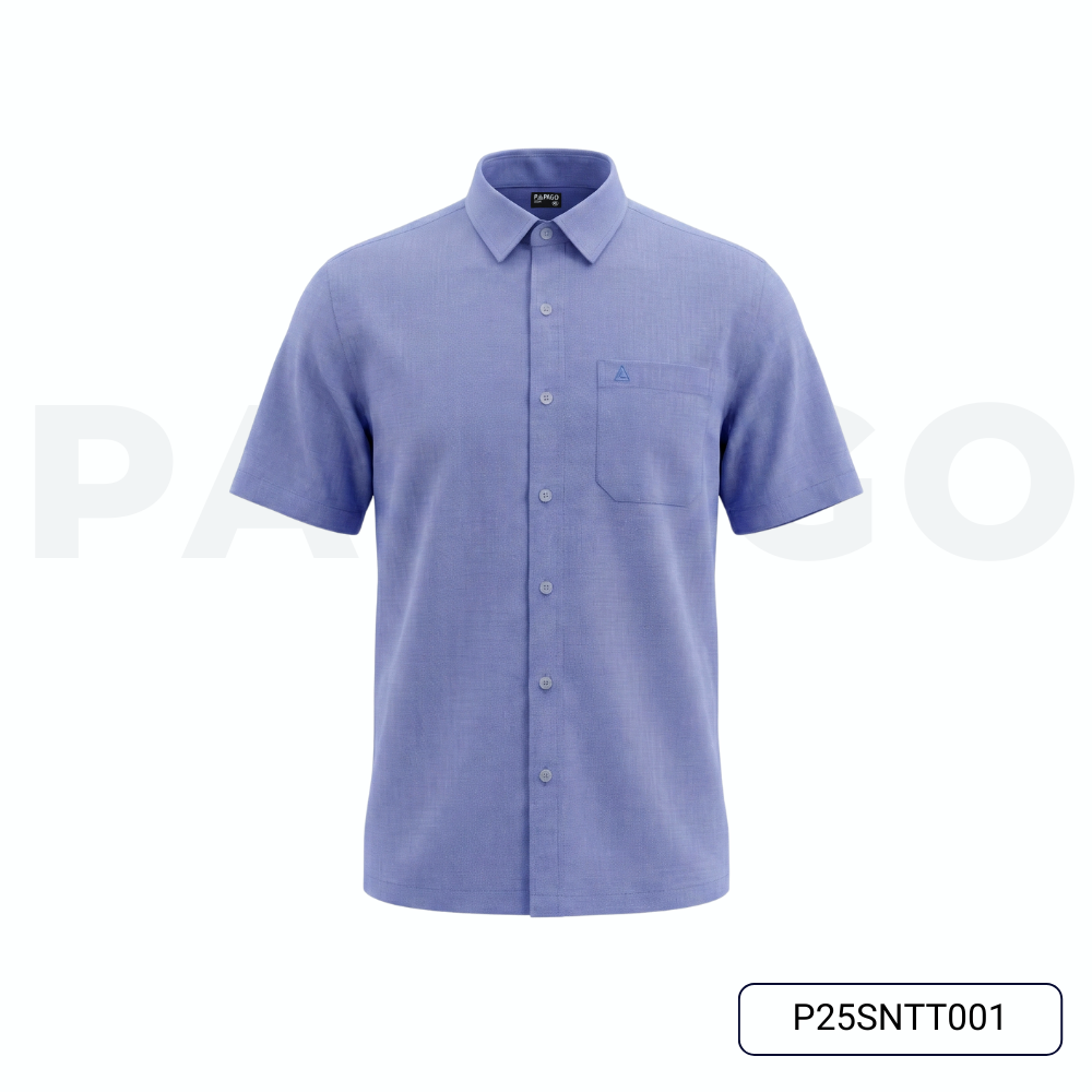 Áo sơ mi PAPAGO nam Trung niên vải samrai tay ngắn lai ngang - P25SNTT001