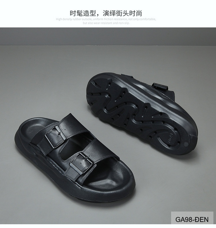 GA98 - Dép xỏ ngón nam đế dày thời trang, da bò mềm, hai quai khóa kim loại, màu Xanh Lá Cây và Đen_thumbnail_20