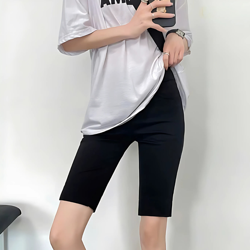 Quần Legging Nữ dáng lửng màu đen - Quần biker chất umi co giãn 4 chiều Loza LQ035224_thumbnail_8