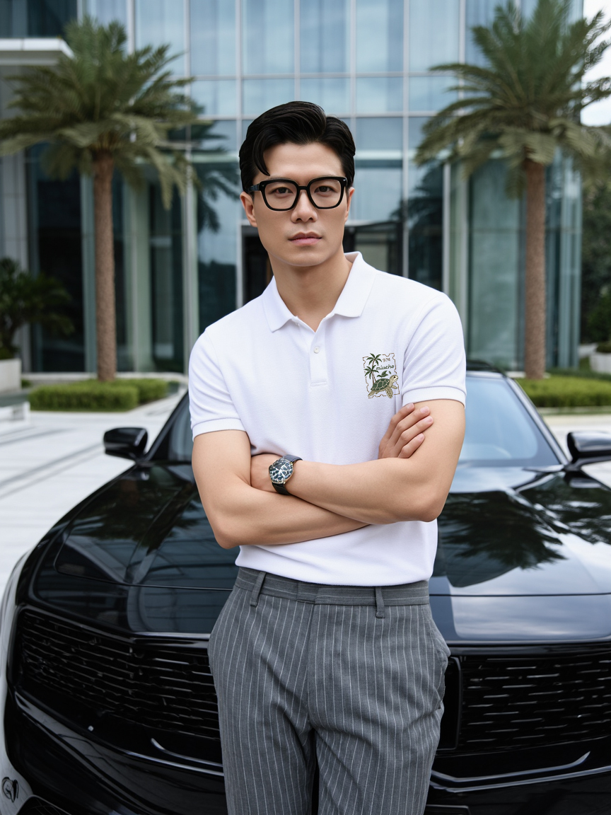 Áo polo nam form regular PLCSD2392 Miucho Iconic vải cá sấu đứng form thoáng mát in artwork_thumbnail_5