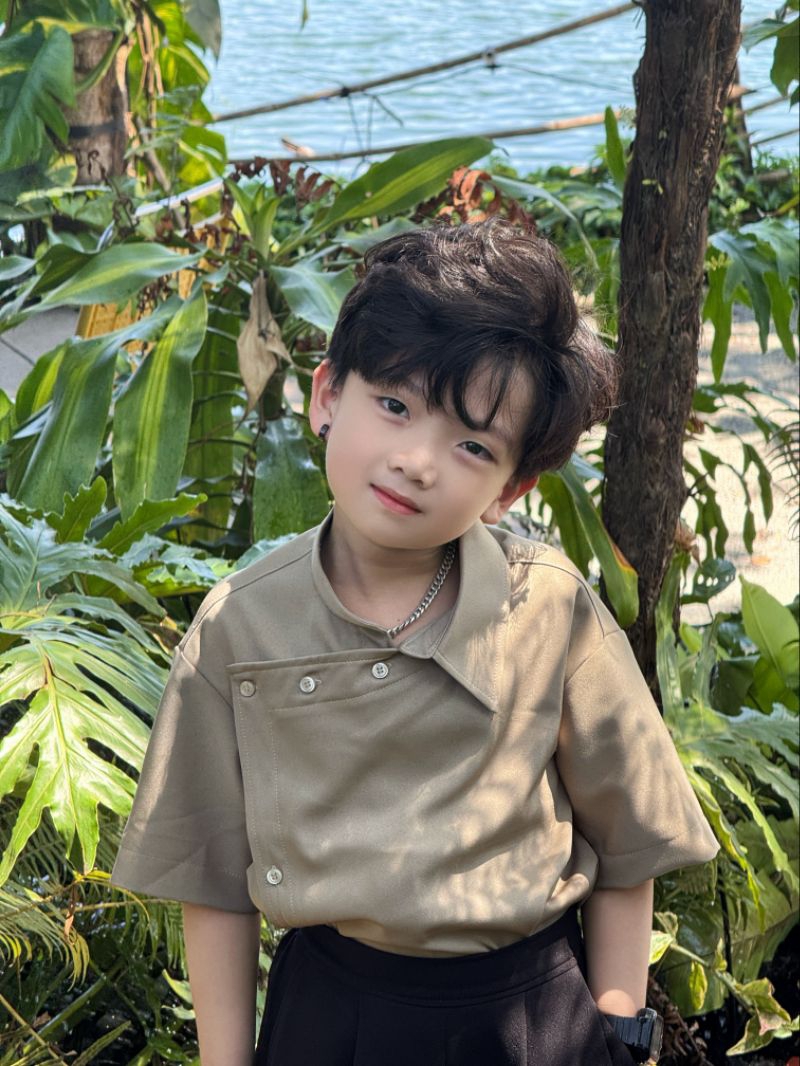 Áo Nửa Cổ Dày Dặn,Quần Suông Đen Đai Bằng Cho Bé Trai._thumbnail_6