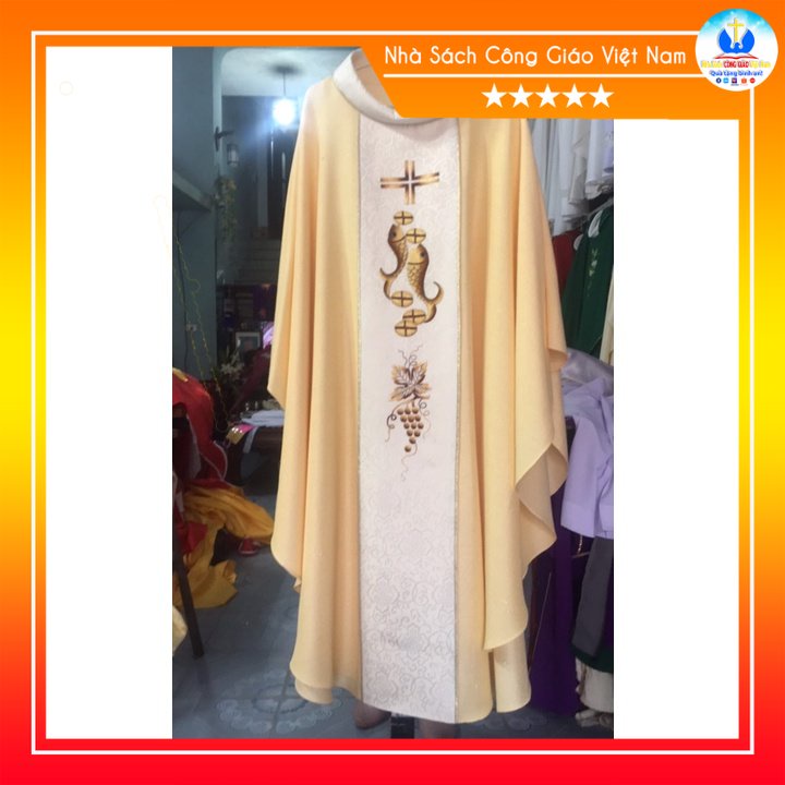 Áo Lễ Linh Mục vàng bạch kim AL4-4 Quà tặng Công Giáo, GIÁNG SINH, Lễ quan thầy, truyền chức, sinh nhật cha xứ