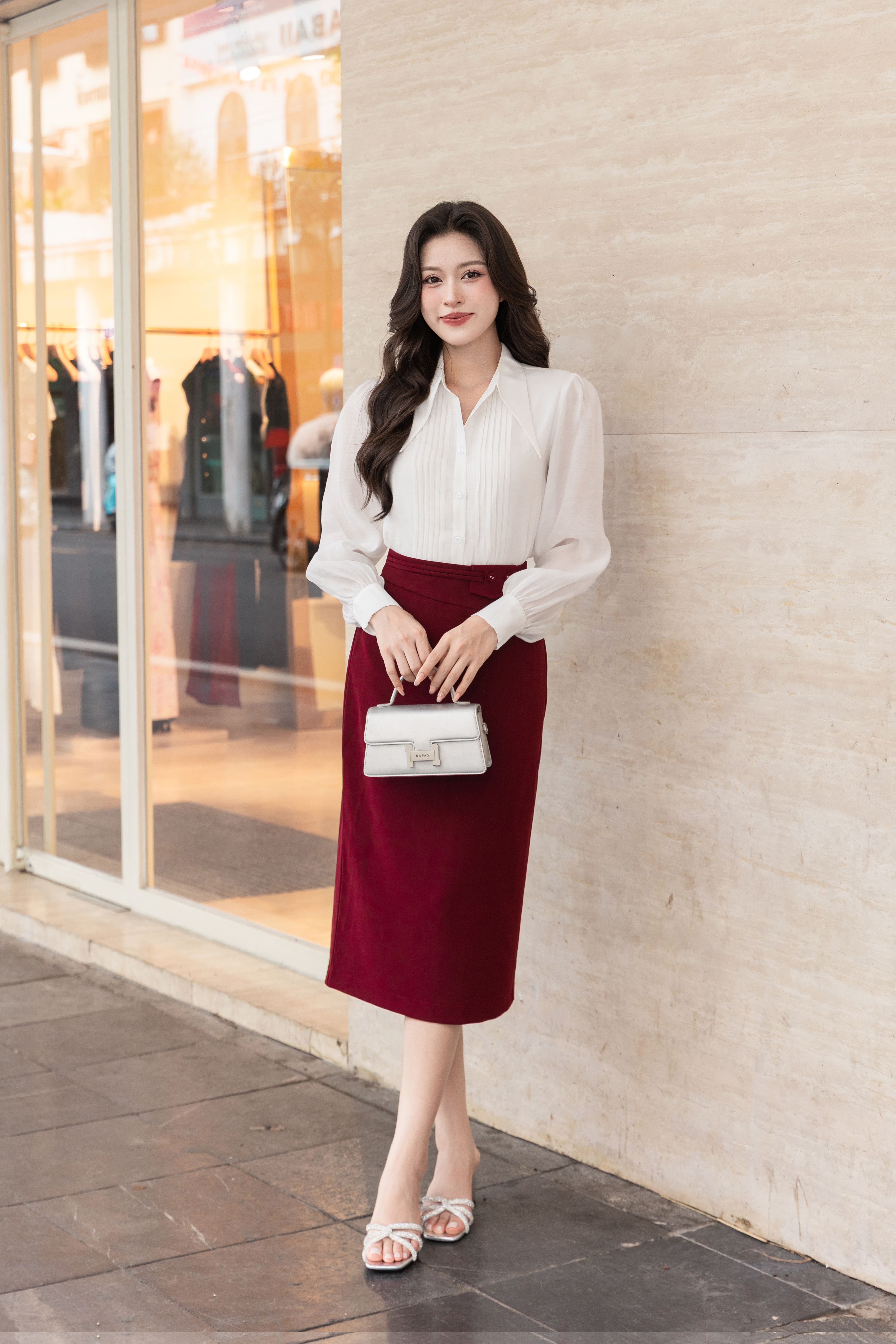 Áo sơ mi tơ tay dài phối gân nẹp A4208_thumbnail_1