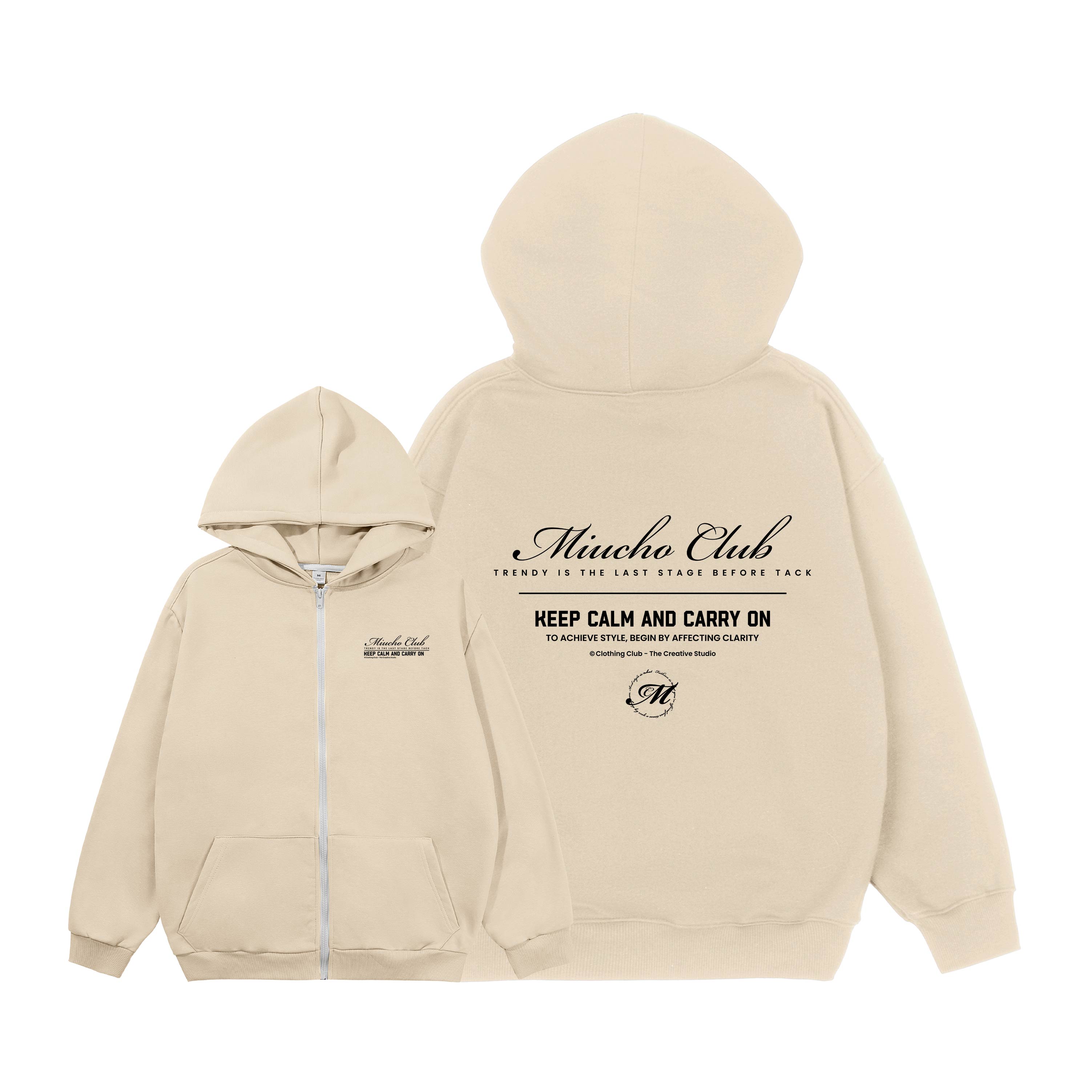 Áo hoodie zip nam local brand form rộng HZD1585 Miucho Club vải nỉ chân cua dày dặn mũ rộng in basic_thumbnail_0