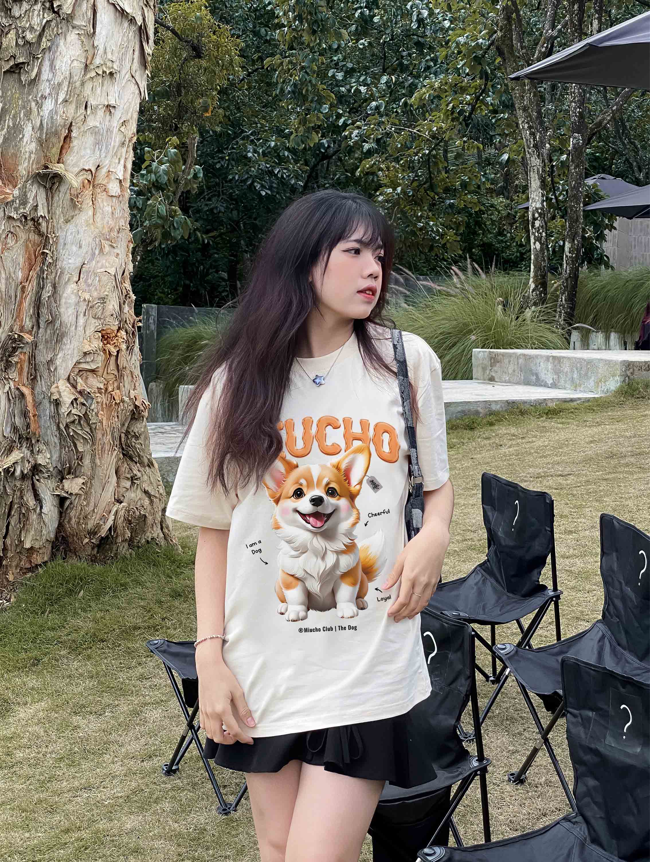 Áo thun form rộng 12 con giáp tuổi Tuất ATD1237 Miucho tay ngắn cổ tròn in mix_thumbnail_5