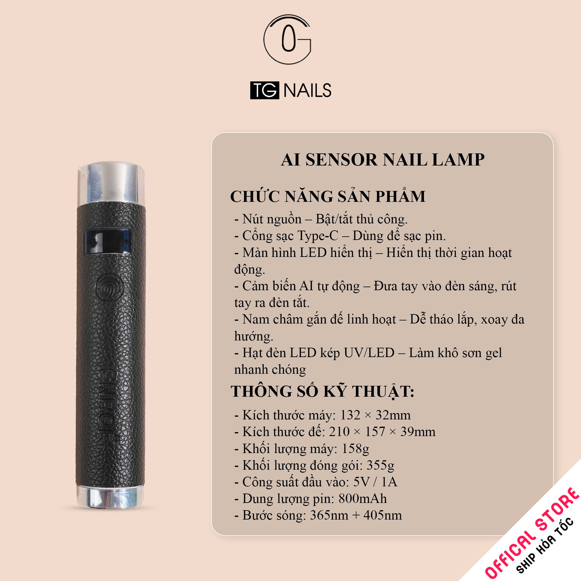Đèn hơ móng tay SRNQI - Mini AI Sensor Nail Lamp G1_thumbnail_3