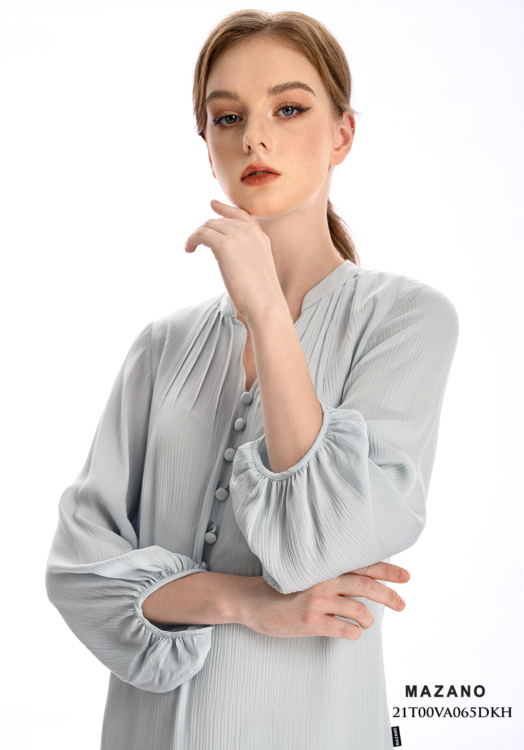 Đầm xanh pastel bèo gấu tay cách điệu_thumbnail_4