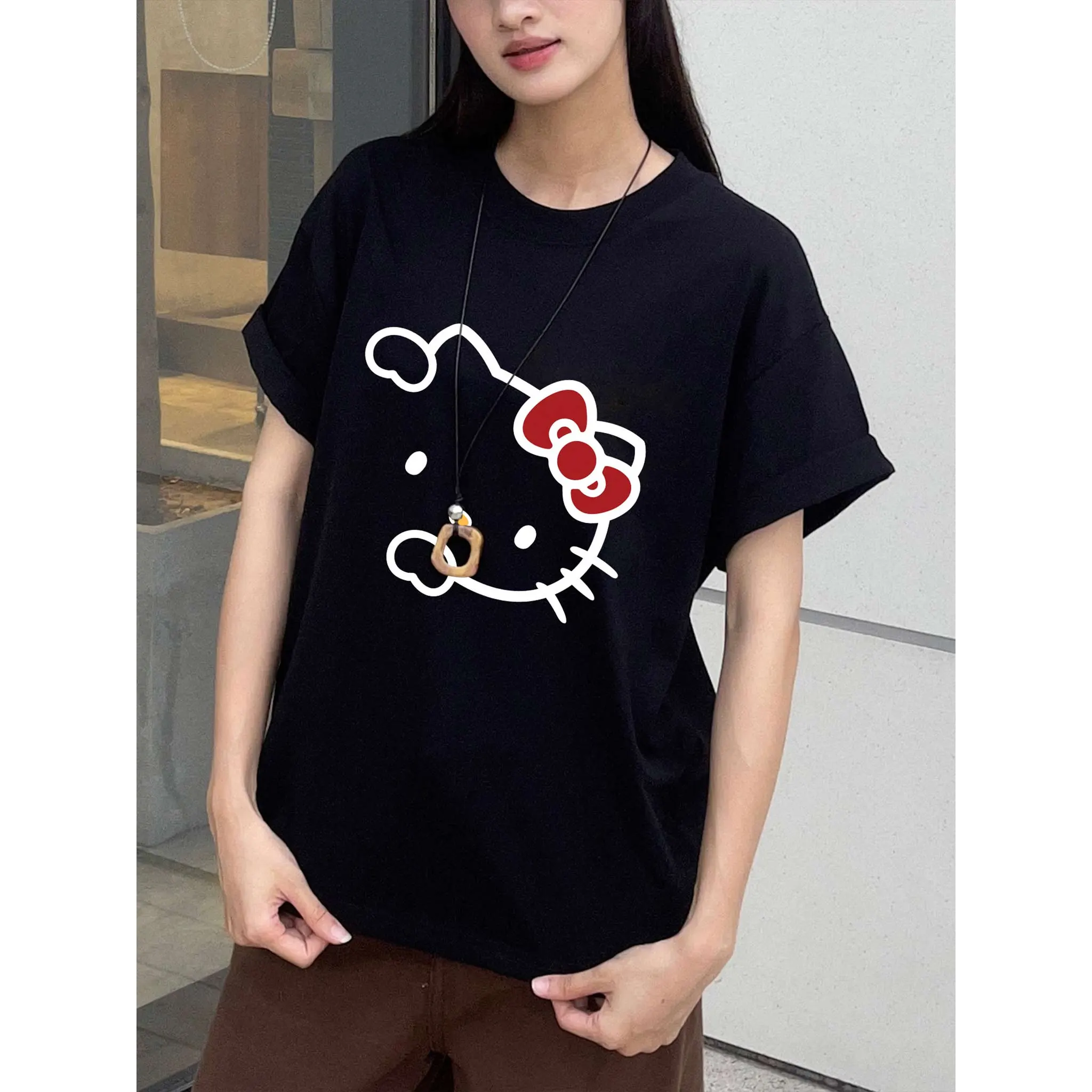 Áo thun nữ form boxy Miucho vải cotton thoáng mát mềm mại nhiều màu Hello Kitty in mix 2775_thumbnail_5