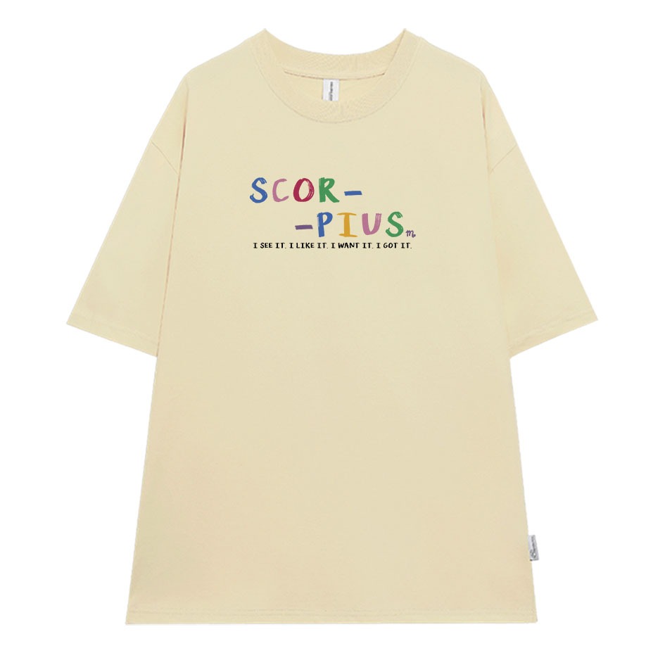 Áo thun nữ form rộng ATD379 cung hoàng đạo Bò Cạp SCORPIUS Miucho cotton cổ tròn in typography_thumbnail_7