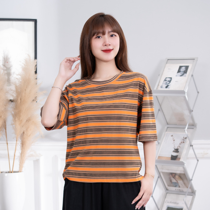 Áo Thun T-Shirt Cổ Tròn Kẻ TR32