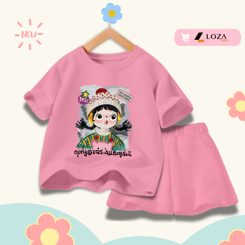 Đồ bộ bé gái in hình bé gái hot trend -  Loza Kids SB356_thumbnail_2