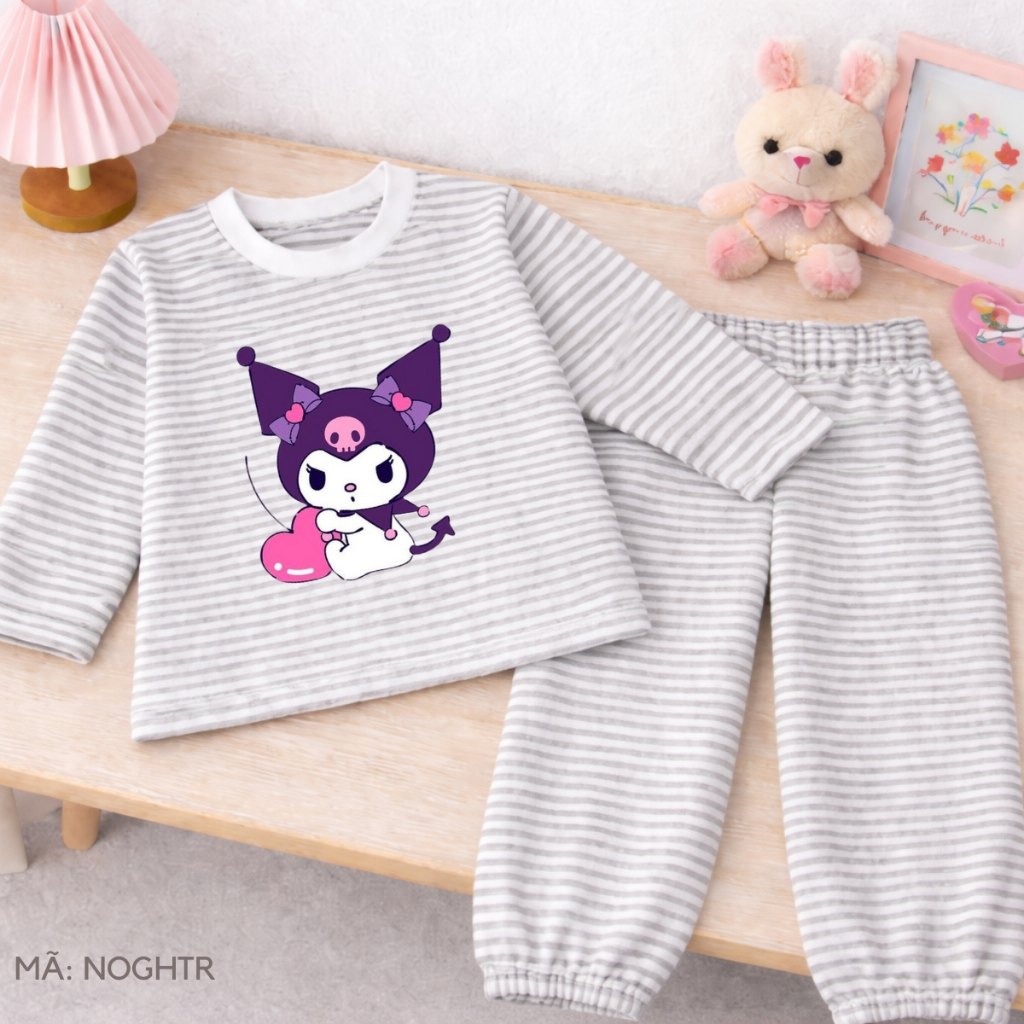 Bộ Thu - Đông kẻ bé gái hình Kuromi  - Loza Kids TK569-570_thumbnail_1