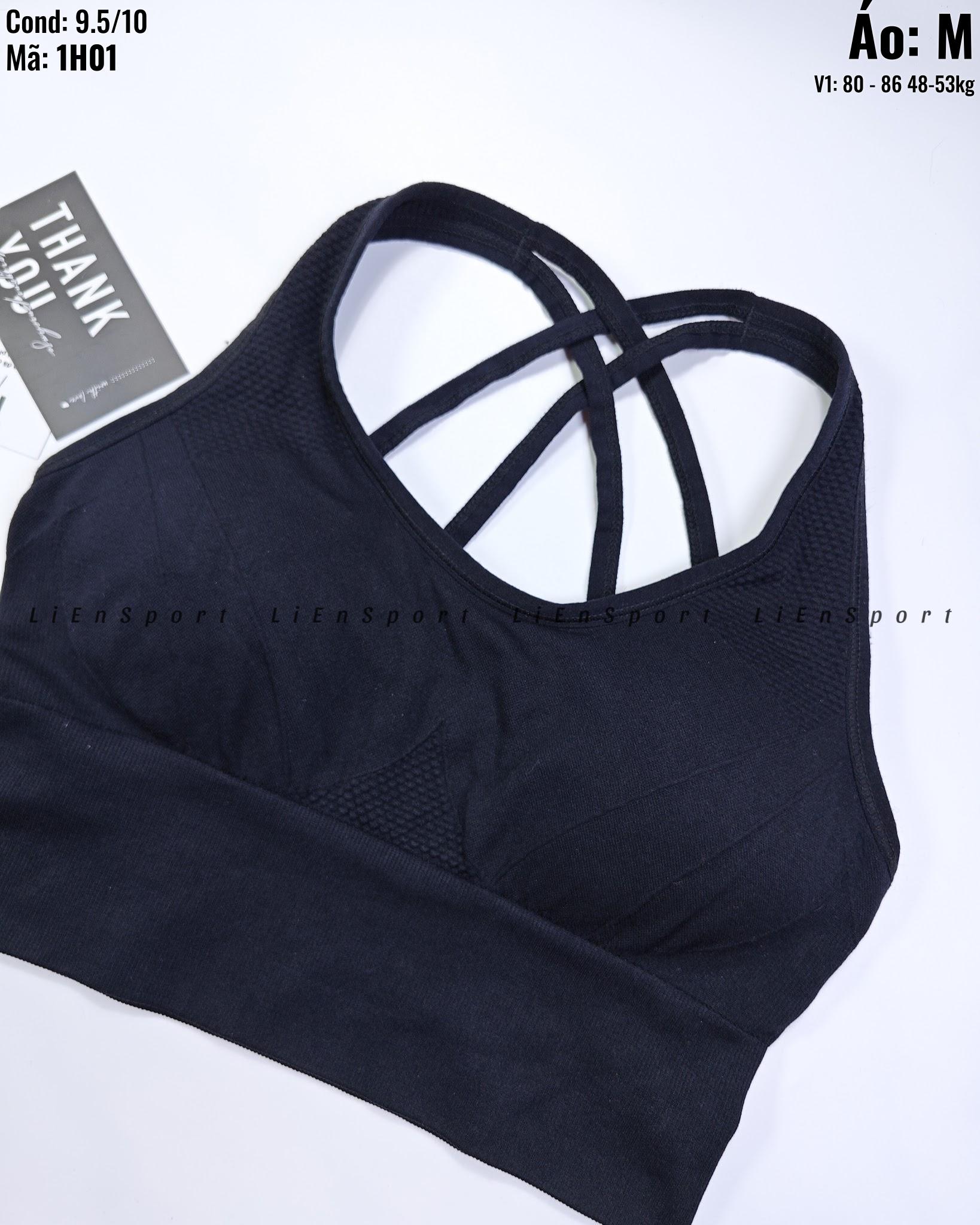 Áo bra thể thao lưng chữ X Nữ Size M Đen Auth 2nd Co giãn 4 chiều Thoáng khí Thấm hút mồ hôi Không gọng Chân ngực bản rộng Phù hợp tập gym yoga Mã:1H01