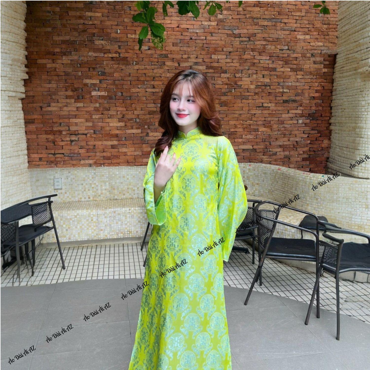 Áo Dài Nữ Cách Tân Dáng Suông Tơ Hoa Tay Dài Giả Cổ Phục Mặc Tết MM04_thumbnail_3