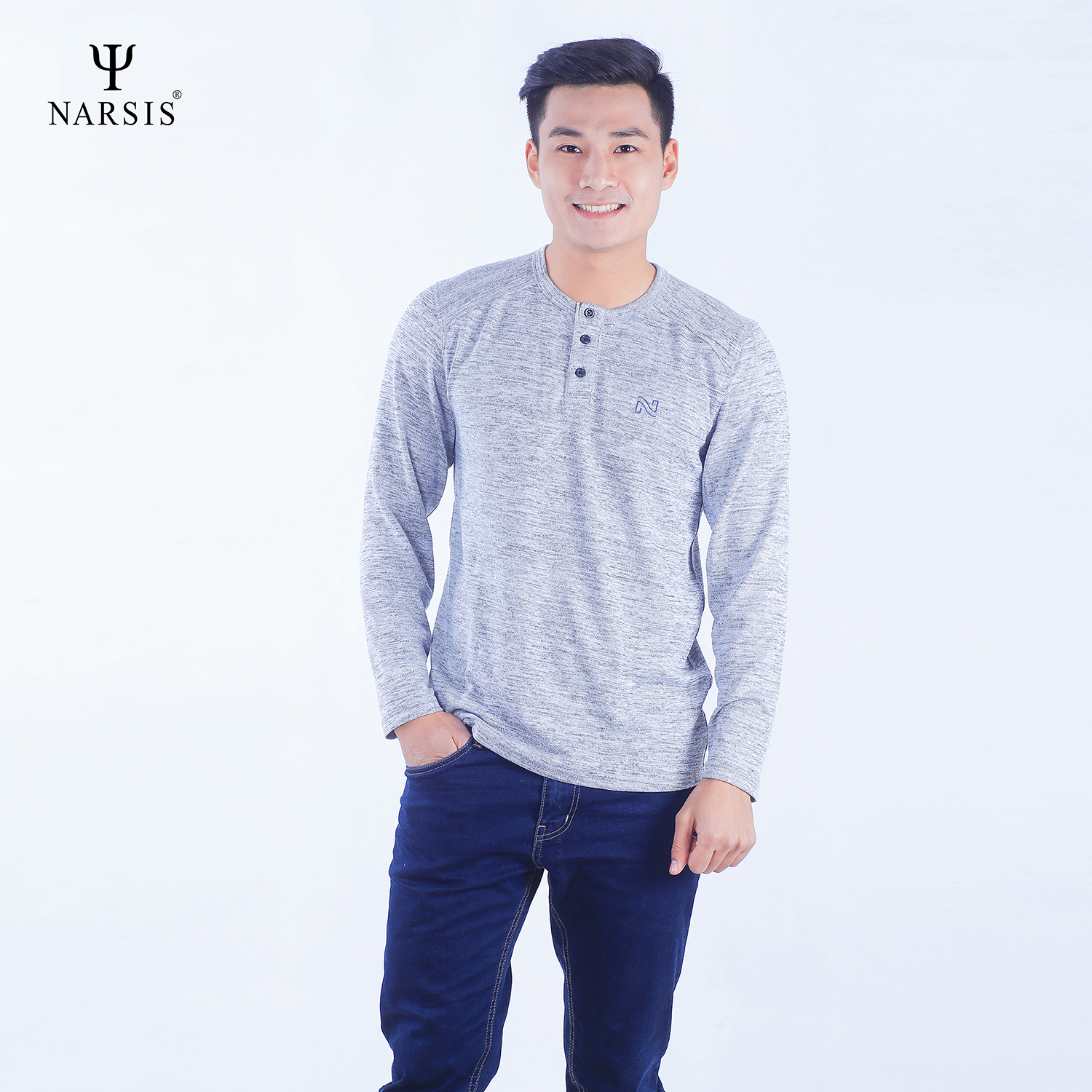 ÁO NAM THU ĐÔNG D7073 NARSIS VẢI LEN COTTON ẤM ÁP, THOÁNG MÁT, GIỮ ẤM TỐT, MỀM MẠI_thumbnail_2