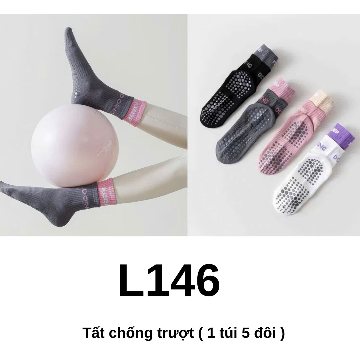 L146 Tất chống trượt ( 1 túi 5 đôi )
