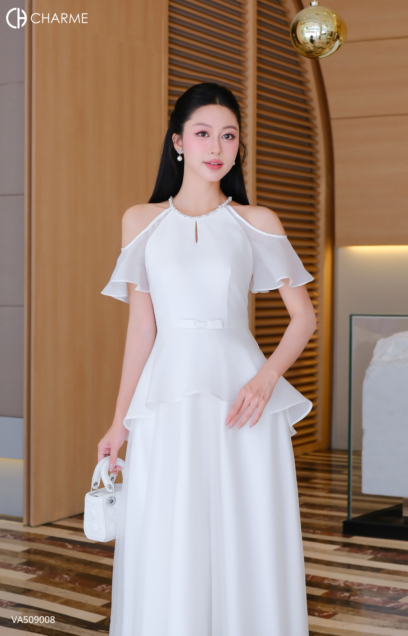 Váy cổ yếm tay bèo nơ eo_thumbnail_4